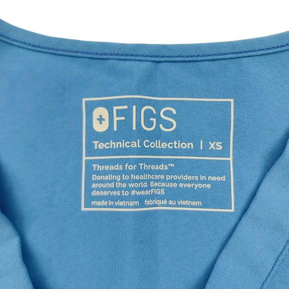 Figs Womens Scrub Top XS Blue Casma V-Neck Short Sleeve Work Uniform Utility - Picture 11 of 12